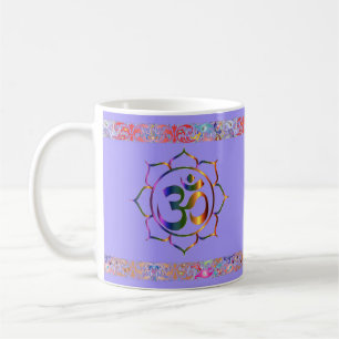 Taza De Café Namaste Aum Om Lotus con frontera de cosecha arcoi