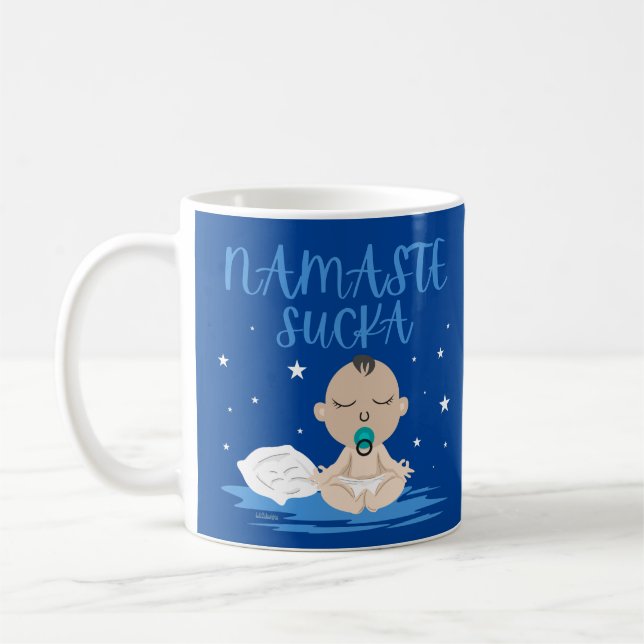 Taza De Café NAMASTE SUCKA divertido bebé maestro de yoga zen (Izquierda)