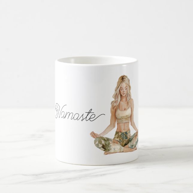 Taza De Café Namaste Yoga Pose Blond Girl (Centro)