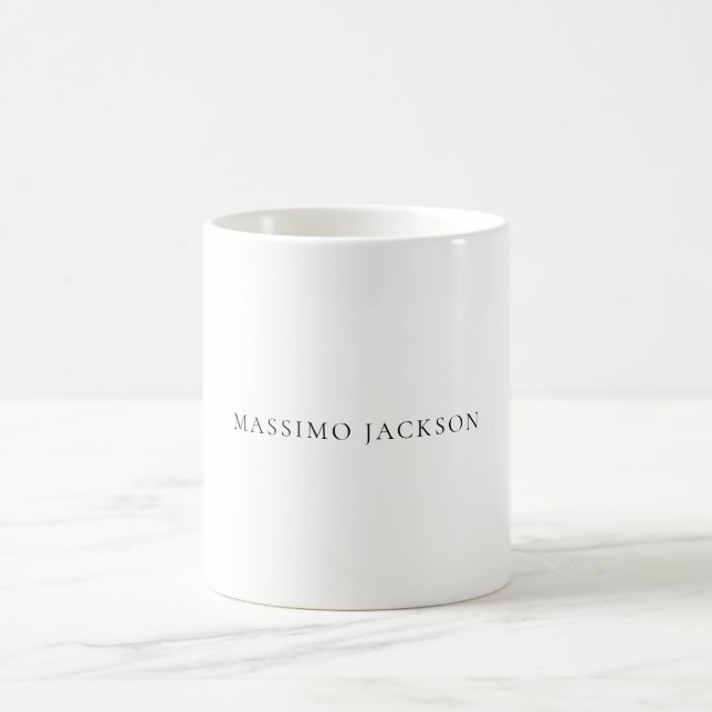Taza De Café Name Minimalist Modern Plain Simple Black White (Centro)