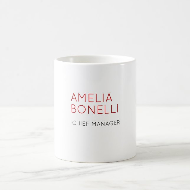 Taza De Café Name Modern Minimalist Professional Plain Casual (Centro)