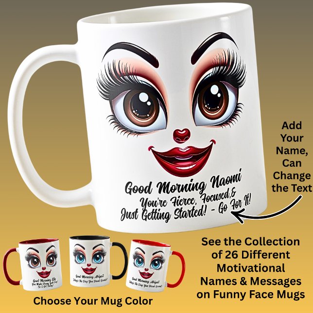 Taza De Café Name Motivation Naomi Fabulous Eyes Funny Face (Subido por el creador)