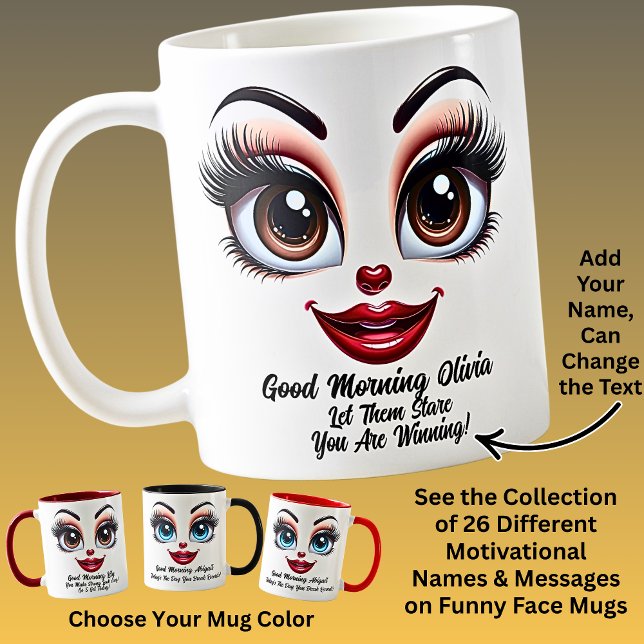 Taza De Café Name Motivation Olivia Fabulous Eyes Funny Face (Subido por el creador)