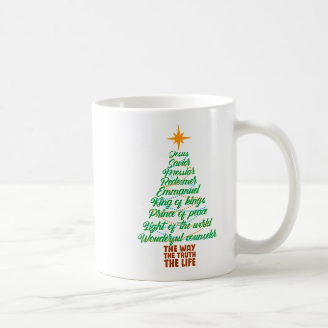 Taza De Café Names Of Jesus Christmas Tree Lights Christian Xma (Derecha)
