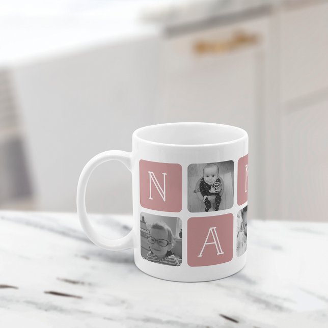 Taza De Café NANA Abuela Collage de fotos Mug | ROSA (Subido por el creador)