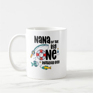 Taza De Café Nana Big Un Niño De 1 Año Pescando Cumpleaños T-Sh