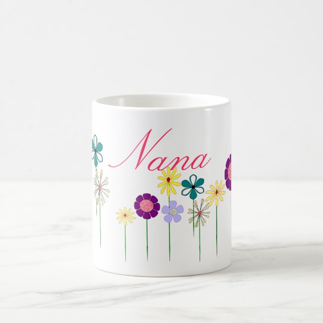 Taza De Café Nana - flores brillantes para ella (Centro)