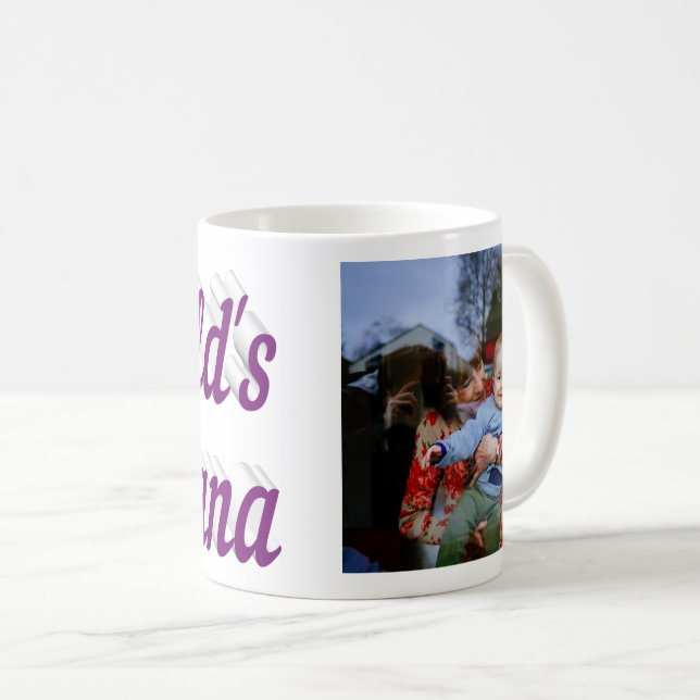 Taza De Café Nana Foto texto morado Café Mug (Anverso derecho)