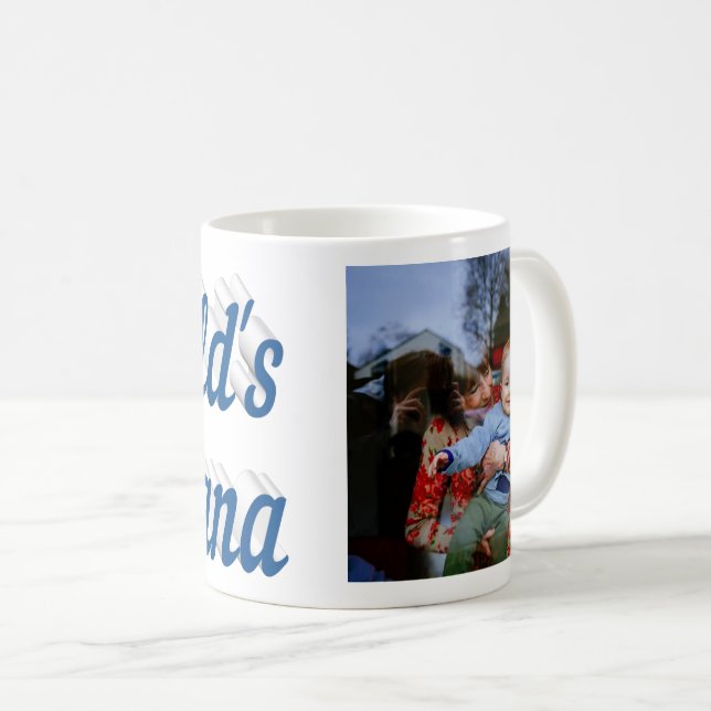 Taza De Café Nana Photo sea texto azul Coffee Mug (Anverso derecho)
