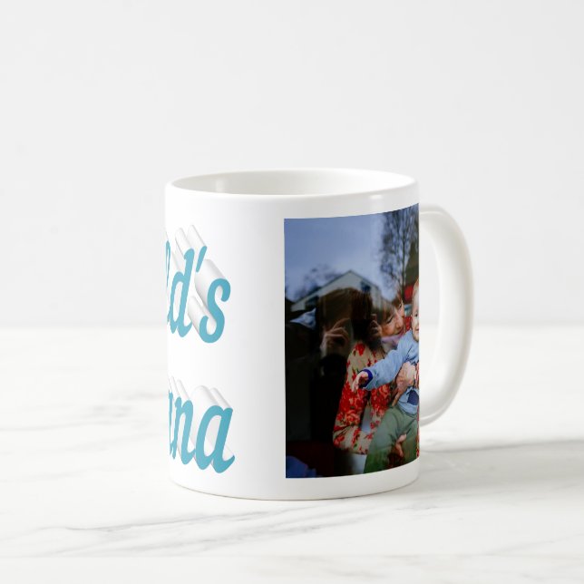 Taza De Café Nana Photo sky texto azul café Mug (Anverso derecho)
