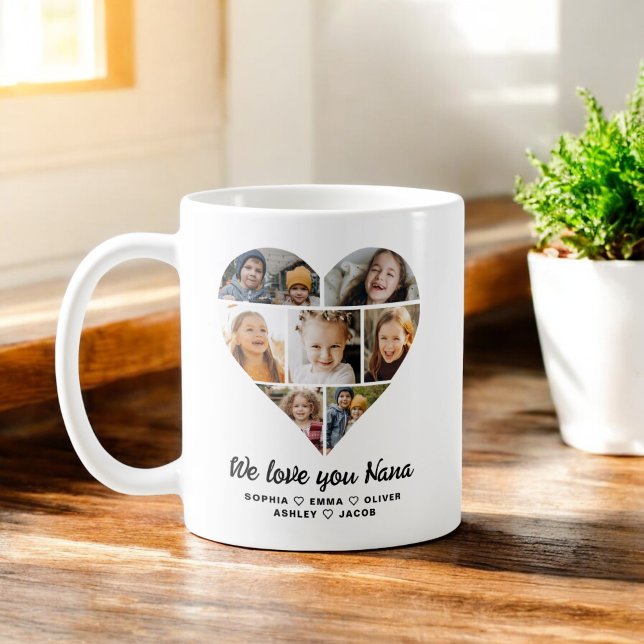 Taza De Café Nana We Love you Heart Modern Collage de fotos (Subido por el creador)