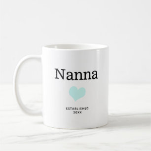 Taza De Café Nanna, corazón azul, Personalizado de foto única