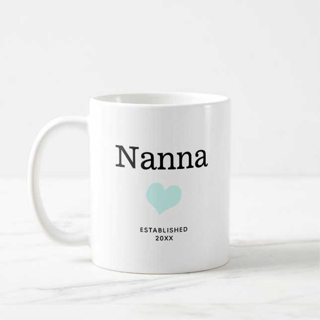 Taza De Café Nanna, corazón azul, Personalizado de foto única (Izquierda)