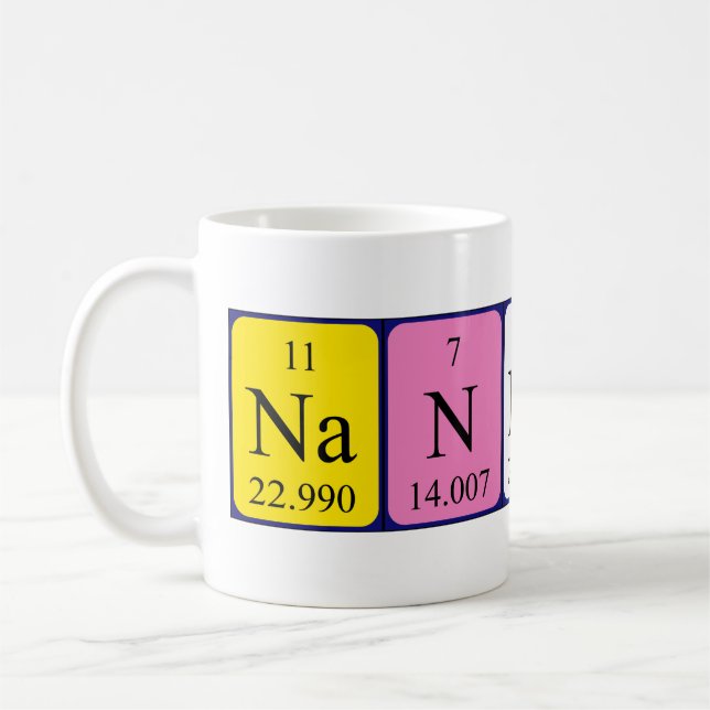Taza De Café Nannette periódica table name mug (Izquierda)