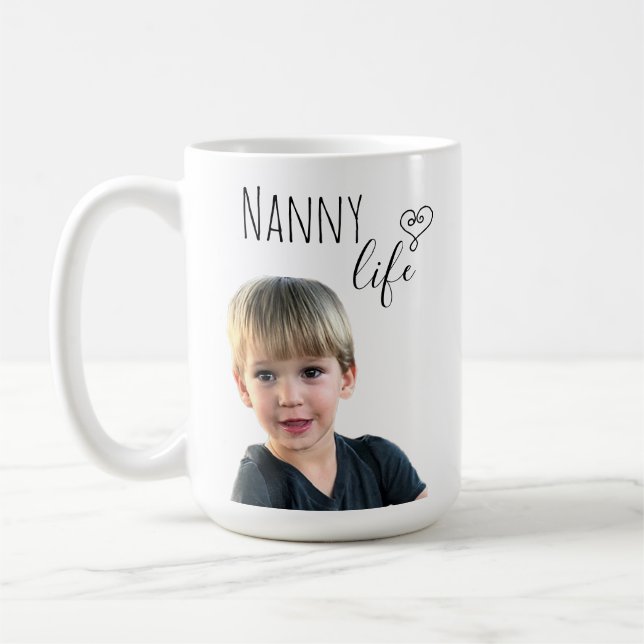 Taza De Café Nanny Grandma Life Personalizar Foto (Izquierda)