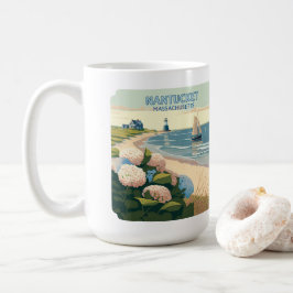 Taza De Café Nantucket Beach Hydrangeas Lighthouse Bote Retro
