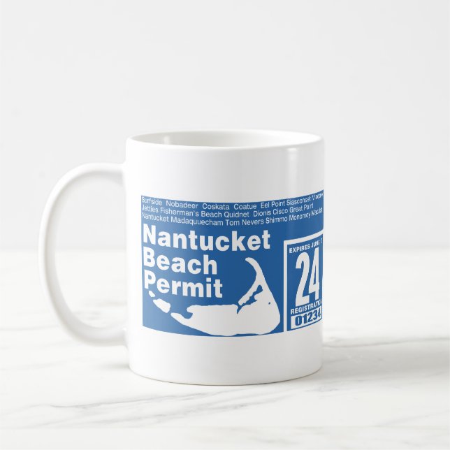 Taza De Café Nantucket Beach Permit 2024 azul (Izquierda)