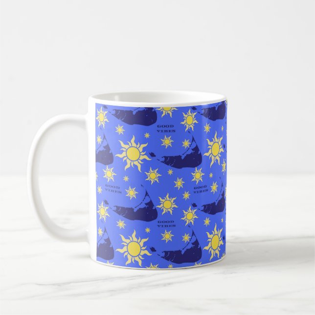 Taza De Café Nantucket Good Vibes in Blue Coffee Mug (y otros (Izquierda)