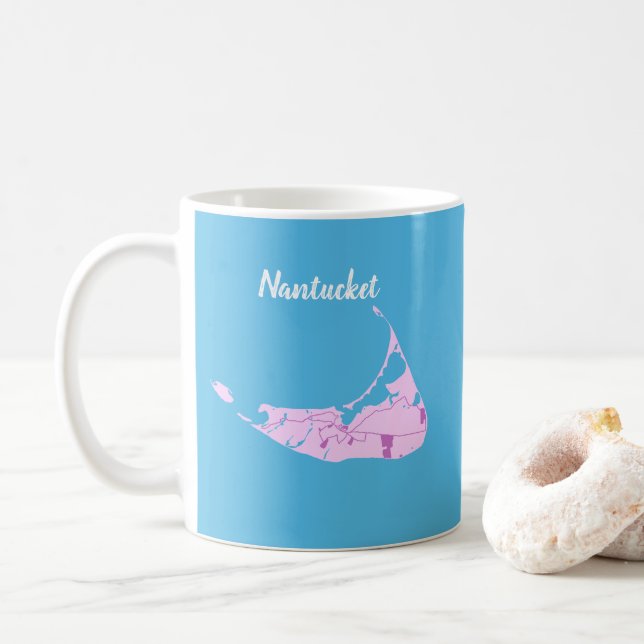 Taza De Café Nantucket Island Map Painting Mug (Con donut)