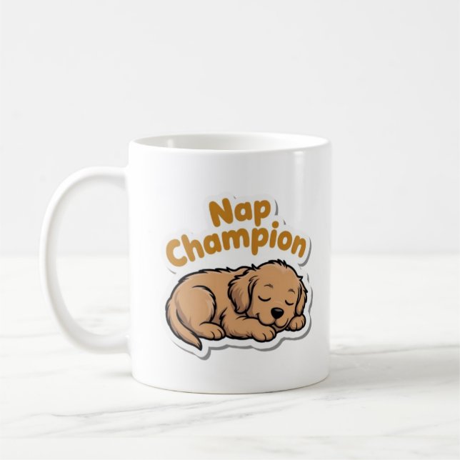 Taza De Café Nap Champion Cute Golden Retriever Puppy Coffee Mu (Izquierda)