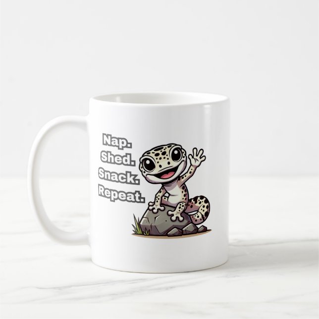 Taza De Café Nap. Shed. Aperitivos. Repite. Funny Leopard Gecko (Izquierda)