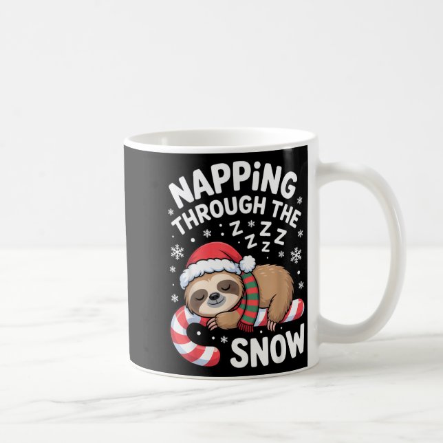 Taza De Café Napng Through The Snow Funny Sloth Candy Cane Xmas (Derecha)