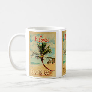 Taza De Café Nápoles Florida Café Mug Palm Tree Beach Vintage