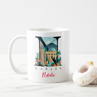 Taza De Café Nápoles Italia Monograma Letra N Regalo Personaliz