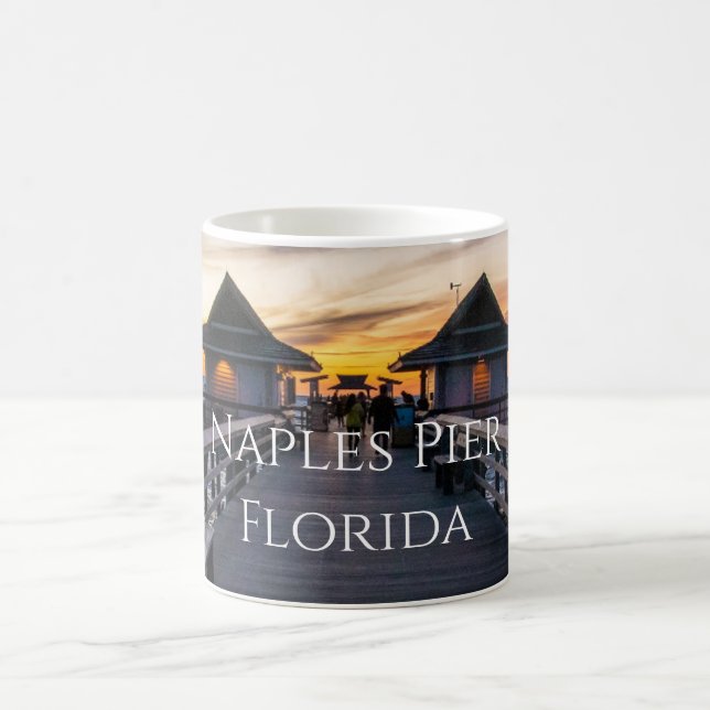 Taza De Café Nápoles Pier Florida Beach Ocean Novedad (Centro)
