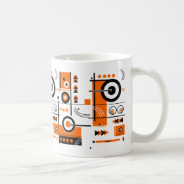 Taza De Café Naranja abstracto y cerdo negro inspirado en la te