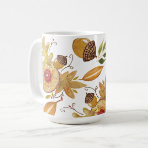 Taza De Café Naranja Acorn Mood Watercolor Ilustracion