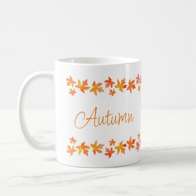 Taza De Café Naranja amarillo acuarela arce deja garland (Izquierda)