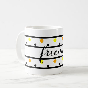 Taza De Café Naranja amarillo de los amigos puntos de Polka