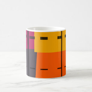Taza De Café Naranja amarillo, gris, arte abstracto rosado