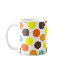 Naranja, amarillo, marrón, con puntos azules