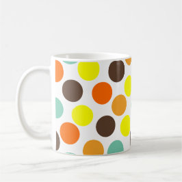Taza De Café Naranja, amarillo, marrón, con puntos azules