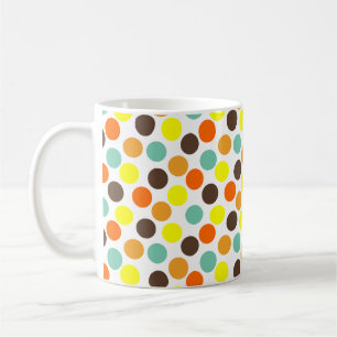 Taza De Café Naranja, amarillo, marrón, puntos azules