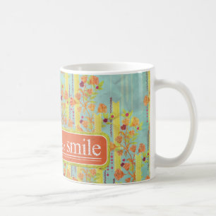 Taza De Café Naranja Amarillo Vintage Azure Ribbons Stripes Mug