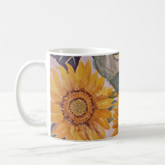 Taza De Café Naranja artístico girasol amarillo, floral