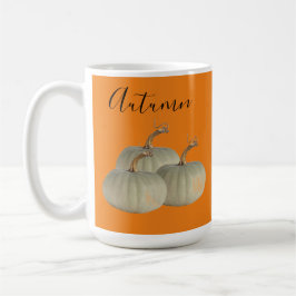 Taza De Café Naranja Autumn White Pumpkins Acción de Gracias