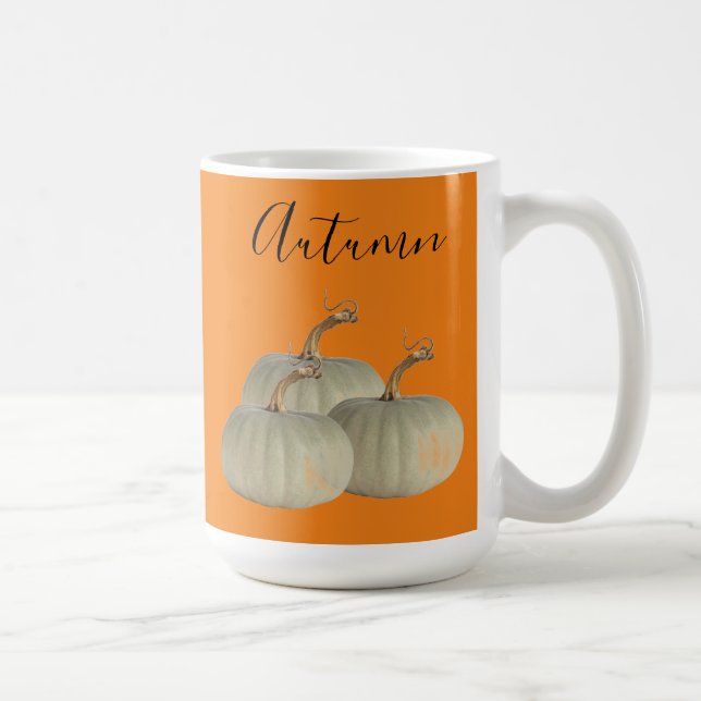 Taza De Café Naranja Autumn White Pumpkins Acción de Gracias (Derecha)