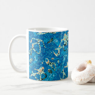 Taza De Café Naranja azul Abstracción gráfica en negro