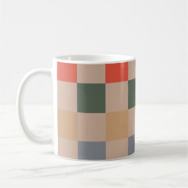 Taza De Café Naranja azul beige Brown Checkered Gingham Pattern
