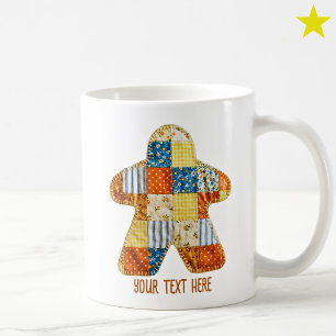 Taza De Café Naranja Azul Edredón de Parches Meeple Juego de Me