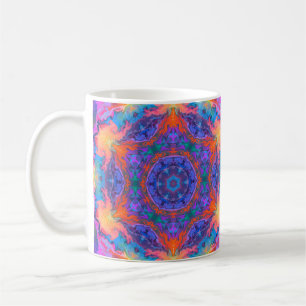 Taza De Café Naranja azul hippie psicodélico y rosa