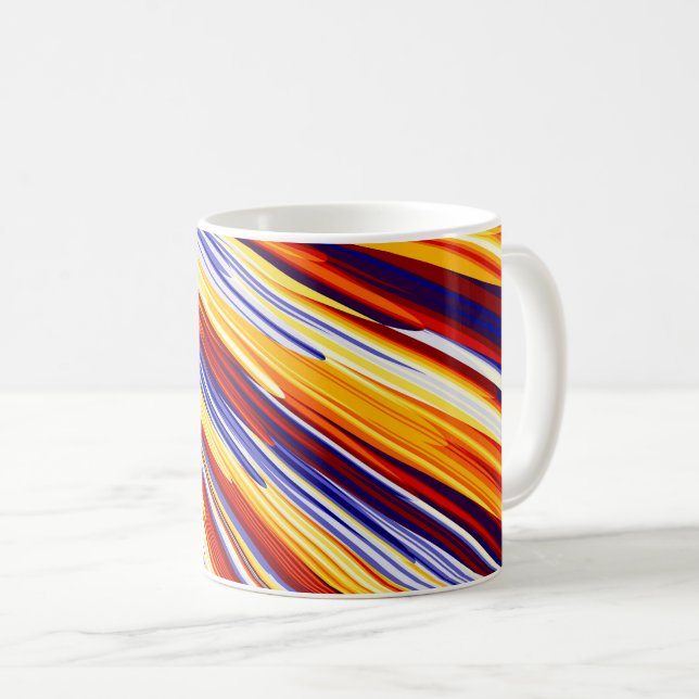 Taza De Café Naranja azul Lápiz geométrico abstracto amarillo (Anverso derecho)