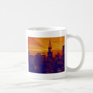 Taza De Café Naranja azul Pop Art Nueva York