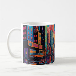 Taza De Café Naranja azul psicodélico Drippy City