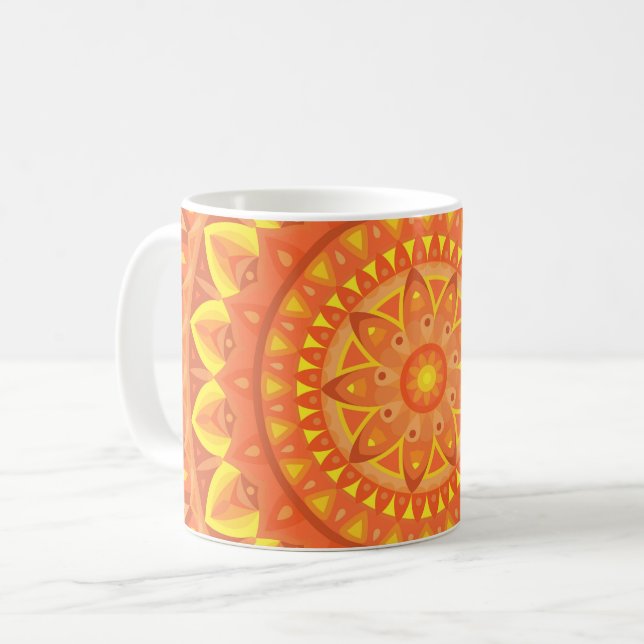 Taza De Café Naranja Base Mandala Mug (Anverso izquierdo)