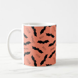 Taza De Café Naranja Bats Halloween Café Mug